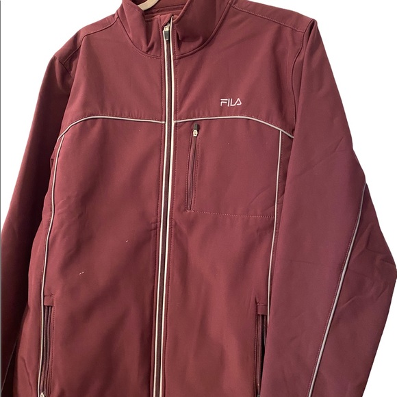 Fila womans full zip jacket Coat Large Pockets Red Pink Bungee Piping Detail - Picture 2 of 11